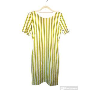 XOXO Striped Dress Cut Out Back w/Zip Short Sleeve Fitted Sheath